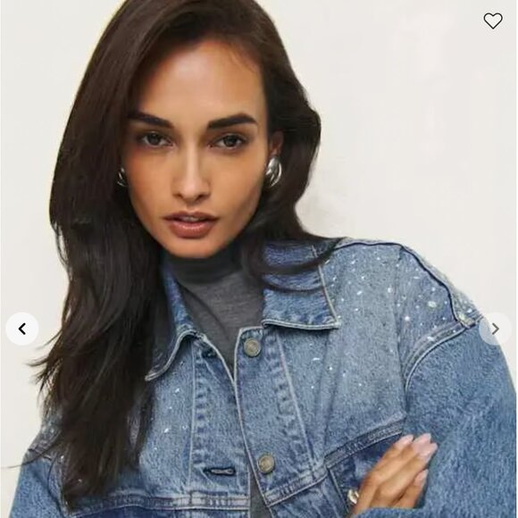 Reformation Brooks Oversized Denim Jacket with Studs - Picture 1 of 8